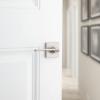 Kwikset Ladera Door Lever Privacy Lock Handle for Bedroom and Bathroom, Square Rose in Satin Nickel