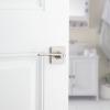 Kwikset Ladera Door Lever Privacy Lock Handle for Bedroom and Bathroom, Square Rose in Satin Nickel