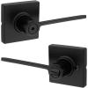 Kwikset Ladera Interior Privacy Door Handle with Lock, Door Lever For Bathroom and Bedroom, Matte Black Reversible Keyless Turn Lock