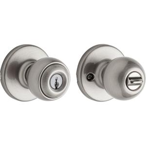 Kwikset 400P 3 CP Polo Entry Knob, Polished Brass(Satin Nickel)