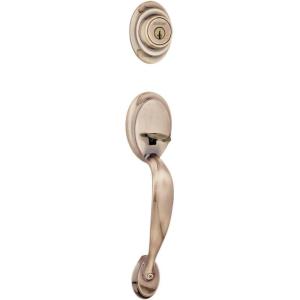 Kwikset 687DA-LIP-S Dakota Single Cylinder Handleset from The Series Featuring SmartKey, Exterior Only – Antique Brass