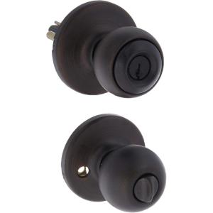 Kwikset Polo Entry Door Knob with Lock and Key, Secure Keyed Handle Exterior Doorlock, Doorknob For Front Entrance and Bedrooms in Venetian Bronze(Venetian Bronze)