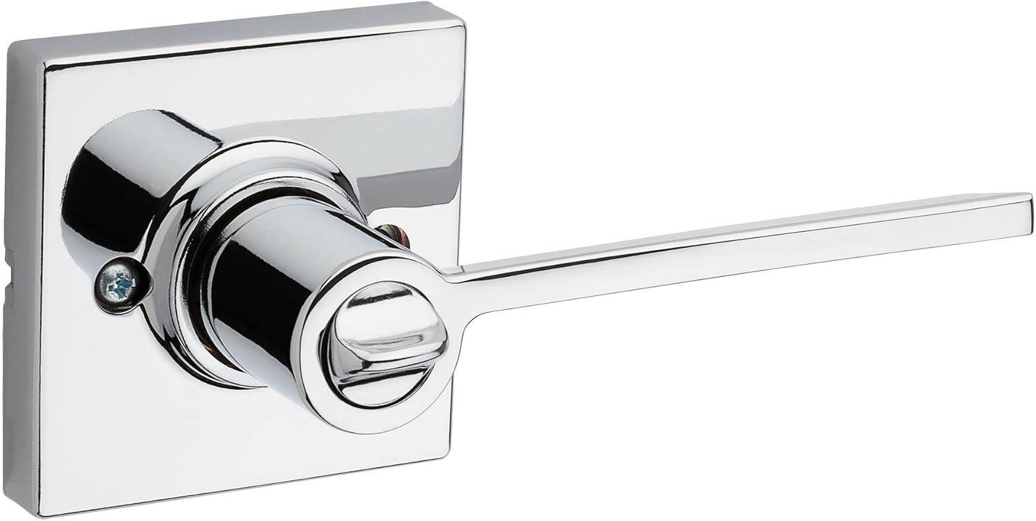 image:imageKwikset Ladera Door Lever Privacy Lock Handle for Bedroom and Bathroom Square Rose in Polished Chrome