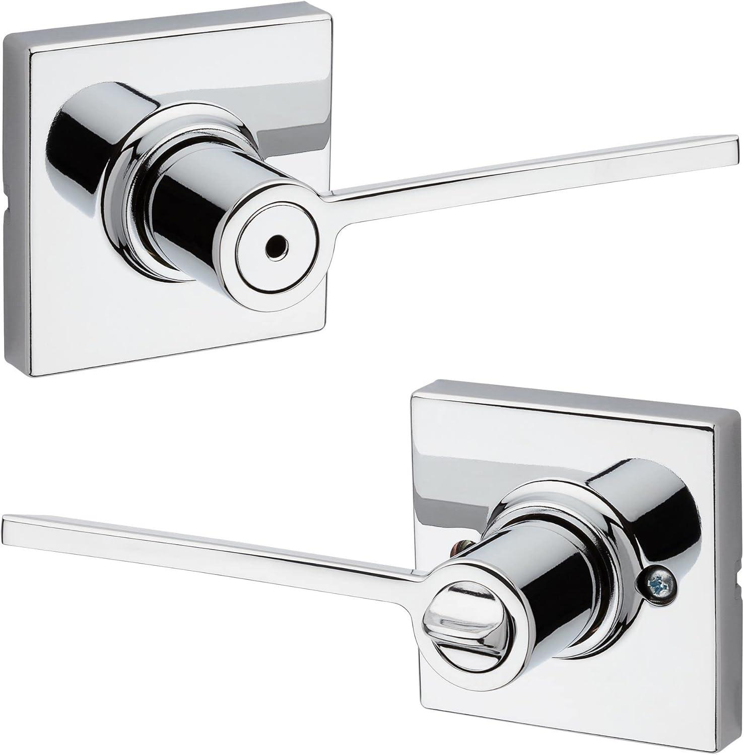 image:imageKwikset Ladera Door Lever Privacy Lock Handle for Bedroom and Bathroom Square Rose in Polished Chrome