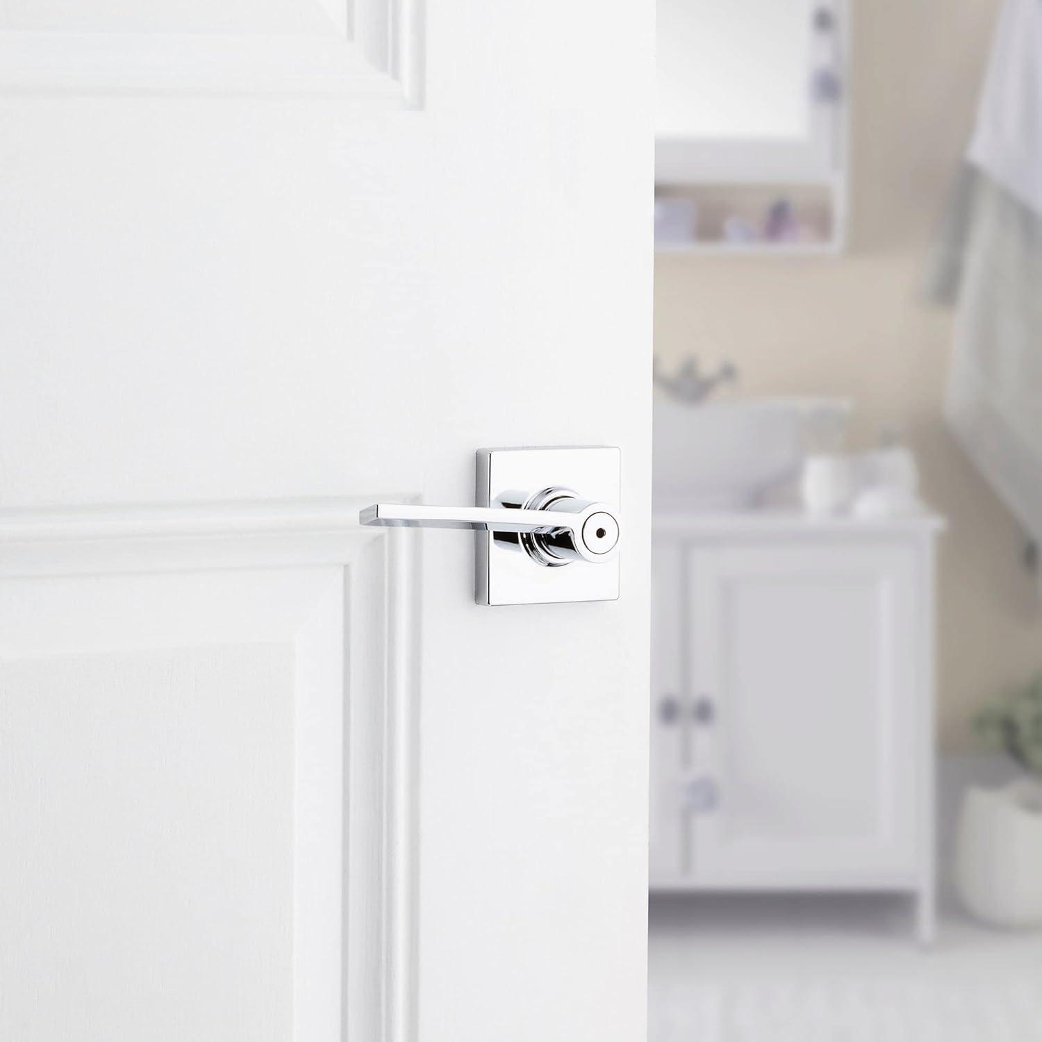 image:imageKwikset Ladera Door Lever Privacy Lock Handle for Bedroom and Bathroom Square Rose in Polished Chrome