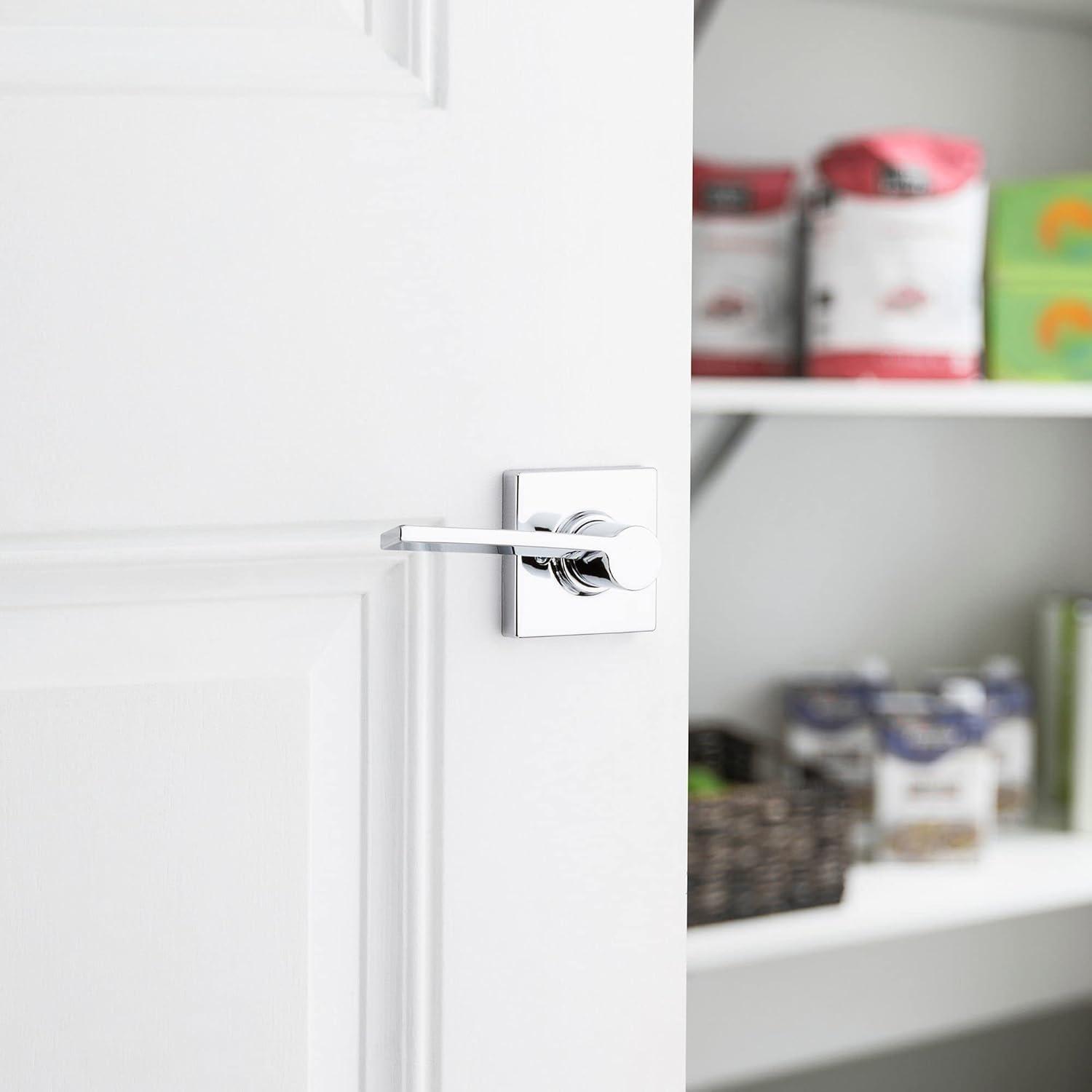 image:imageKwikset Ladera Dummy Door Handle Single Sided Lever for Closets French Double Doors and Pantry Polished Chrome NonTurning Left Handed Interior PushPull Lever
