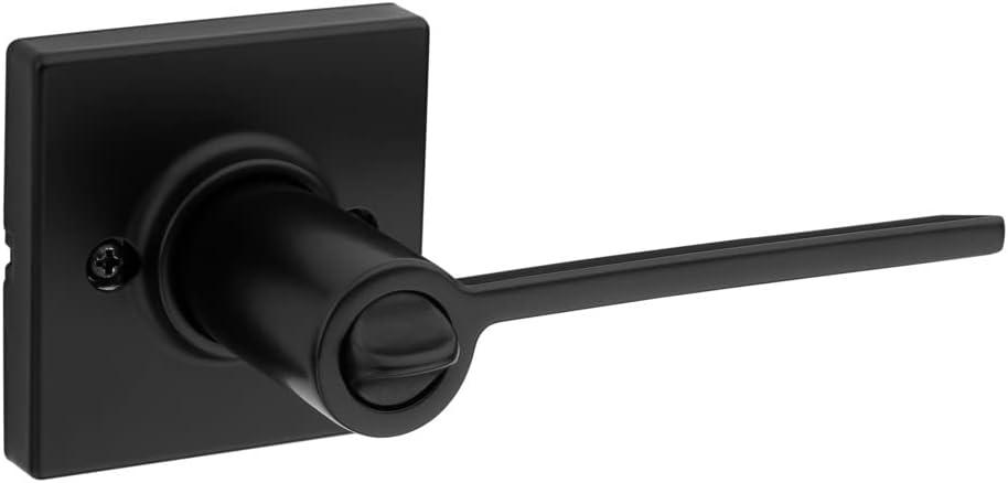 image:imageKwikset Ladera Entry Door Handle with Lock and Key Secure Keyed Reversible Lever Exterior Doorlock For Front Entrance and Bedrooms Matte Black Pick Resistant Smartkey Rekey Security