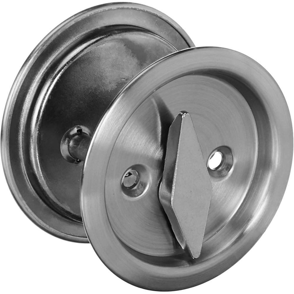 image:imageKwikset 335 15 RND PCKT DR LCK Round BedBath Pocket Door Lock in Satin Nickel