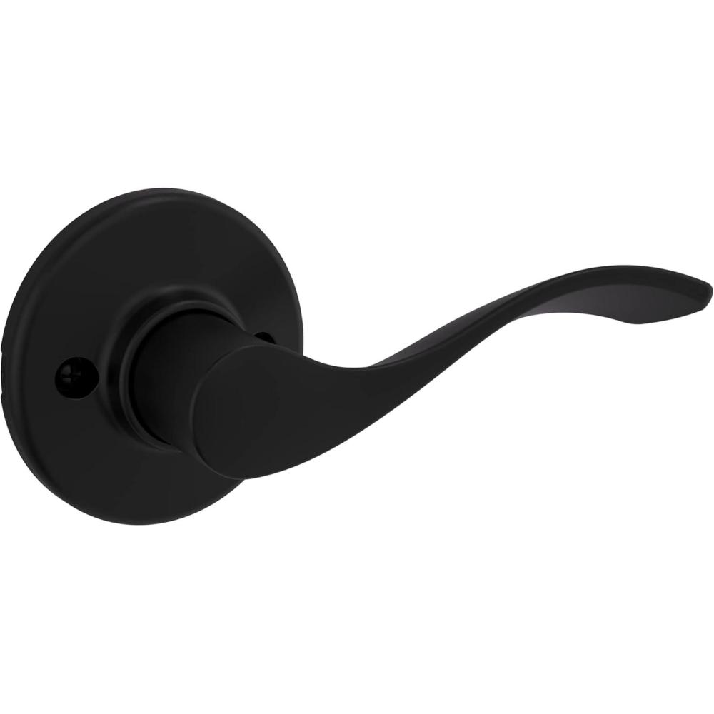 image:imageKwikset Balboa Dummy Door Handle Single Sided Lever for Closets French Double Doors and Pantry Matte Black NonTurning Right Handed Interior PushPull Lever