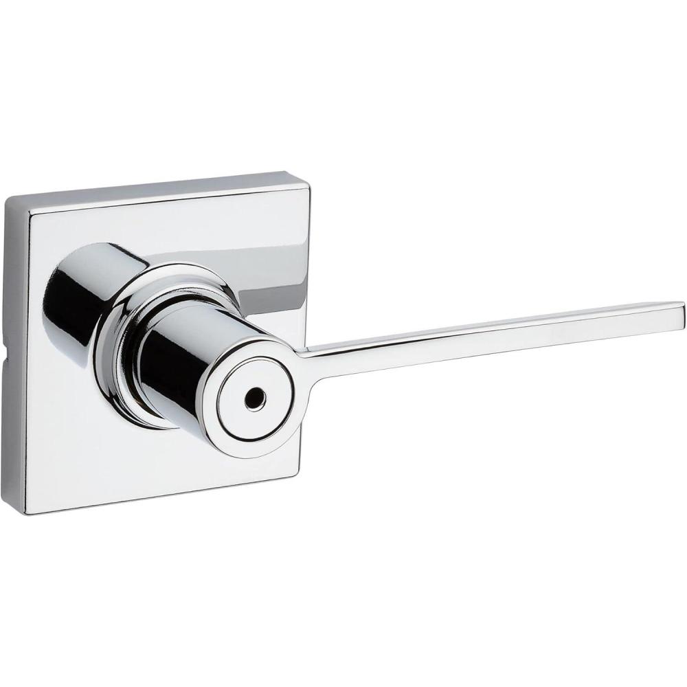image:imageKwikset Ladera Door Lever Privacy Lock Handle for Bedroom and Bathroom Square Rose in Polished Chrome