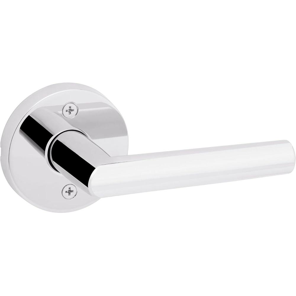 image:imageKwikset Milan Entry Door Handle with Lock and Key Secure Keyed Reversible Lever Exterior Doorlock For Front Entrance and Bedrooms Polished Chrome Pick Resistant Smartkey Rekey SecurityPolished Chrome