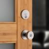 Kwikset 991 Pismo Keyed Entry Knob and Single Cylinder Deadbolt Combo Pack Featuring SmartKey and Microban in Satin Nickel((Pack of 1))