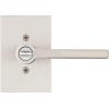 Kwikset Halifax Entry Door Handle with Lock and Key, Secure Keyed Reversible Lever Exterior, For Front Entrance and Bedrooms, Satin Nickel, Pick Resistant Smartkey Rekey Security and Microban(Keyed Entry)
