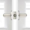 Kwikset Katella Interior Privacy Door Handle with Lock, Door Lever For Bathroom and Bedroom, Matte Black Reversible Keyless Push Button Lock Door Lever, with Microban Protection(Satin Nickel)