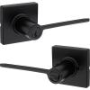 Kwikset Ladera Entry Door Handle with Lock and Key, Secure Keyed Reversible Lever Exterior, Doorlock, For Front Entrance and Bedrooms, Matte Black, Pick Resistant Smartkey Rekey Security