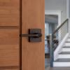Kwikset Lisbon Entry Door Handle with Lock and Key, Secure Keyed Reversible Lever Exterior, Doorlock, For Front Entrance and Bedrooms, Venetian Bronze, Pick Resistant Smartkey Rekey Security(Venetian Bronze)
