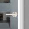 Kwikset Milan Entry Door Handle with Lock and Key, Secure Keyed Reversible Lever Exterior, Doorlock, For Front Entrance and Bedrooms, Polished Chrome, Pick Resistant Smartkey Rekey Security(Satin Nickel)