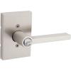 Kwikset Halifax Entry Door Handle with Lock and Key, Secure Keyed Reversible Lever Exterior, For Front Entrance and Bedrooms, Satin Nickel, Pick Resistant Smartkey Rekey Security and Microban(Keyed Entry)