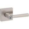 Kwikset Montreal Interior Privacy Door Handle with Lock, For Bathroom and Bedroom, Satin Nickel Reversible Keyless Push Button Lock Door Lever(Satin Nickel)