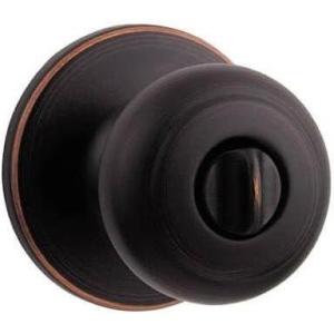 Kwikset Cove Interior Privacy Door Knob with Lock, Door Handle For Bathroom and Bedroom, Venetian Bronze Keyless Turn Lock Doorknob