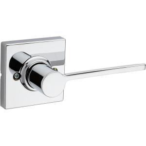 Kwikset Ladera Dummy Door Handle, Single Sided Lever for Closets, French Double Doors, and Pantry, Polished Chrome Non-Turning Right Handed Interior Push/Pull Lever