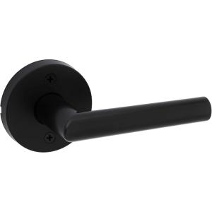 Kwikset Milan Entry Door Handle with Lock and Key, Secure Keyed Reversible Lever Exterior, Doorlock, For Front Entrance and Bedrooms, Polished Chrome, Pick Resistant Smartkey Rekey Security(Matte Black)