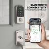 Kwikset Aura Reach Smart Lock Matter and Bluetooth Enabled Keyless Entry Door Lock Deadbolt, Proximity Wakeup, Geofence Auto-Unlock Matte Black(Satin Nickel)