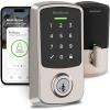 Kwikset Aura Reach Smart Lock Matter and Bluetooth Enabled Keyless Entry Door Lock Deadbolt, Proximity Wakeup, Geofence Auto-Unlock Matte Black(Satin Nickel)