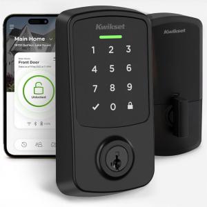 Kwikset Aura Reach Smart Lock Matter and Bluetooth Enabled Keyless Entry Door Lock Deadbolt, Proximity Wakeup, Geofence Auto-Unlock Matte Black(Matte Black)