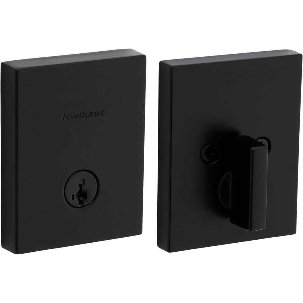 image:imageKwikset San Clemente Deadbolt Lock Satin Nickel Rectangle Exterior Keyed Front Entry Door Pick Resistant SmartKey Rekey Security Single Cylinder Dead Bolt with Microban ProtectionMatte Black