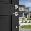 Kwikset Shelburne Front Door Lock Handle and Single Cylinder Deadbolt Set, Entry Handleset with Sedona Interior Reversible Lever, Secure Locking Deadbolt, Satin Nickel, with Microban Protection