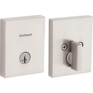 Kwikset San Clemente Deadbolt Lock, Satin Nickel Rectangle Exterior Keyed Front Entry Door, Pick Resistant SmartKey Rekey Security, Single Cylinder Dead Bolt, with Microban Protection(Satin Nickel)