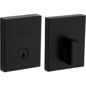 Kwikset San Clemente Deadbolt Lock, Satin Nickel Rectangle Exterior Keyed Front Entry Door, Pick Resistant SmartKey Rekey Security, Single Cylinder Dead Bolt, with Microban Protection(Matte Black)