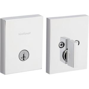 Kwikset San Clemente Deadbolt Lock, Satin Nickel Rectangle Exterior Keyed Front Entry Door, Pick Resistant SmartKey Rekey Security, Single Cylinder Dead Bolt, with Microban Protection(Polished Chrome)