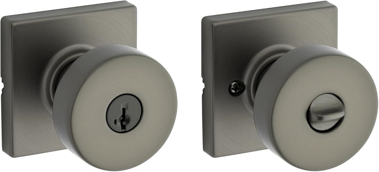 image:imageKwikset 740PSKSQT26S Pismo Knob with Square Rose Entry Lock SmartKey with 6AL Latch and RCS Strike Bright Chrome Finish
