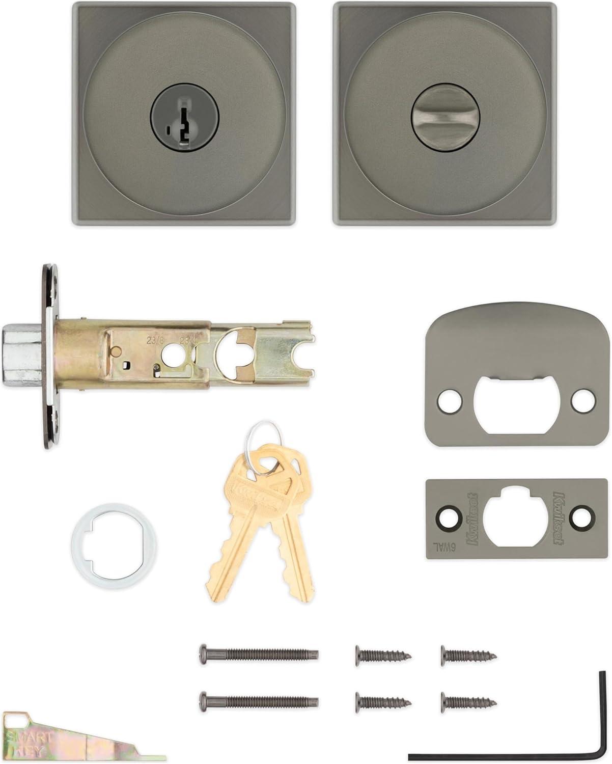 image:imageKwikset 740PSKSQT26S Pismo Knob with Square Rose Entry Lock SmartKey with 6AL Latch and RCS Strike Bright Chrome Finish