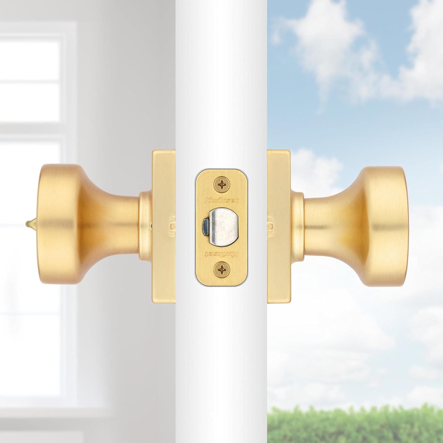 image:imageKwikset 740PSKSQT26S Pismo Knob with Square Rose Entry Lock SmartKey with 6AL Latch and RCS Strike Bright Chrome Finish