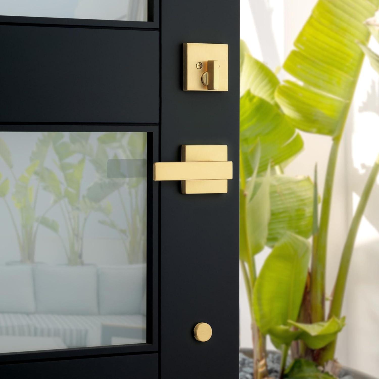 image:imageKwikset 971SALSQT514 Kwikset 971SALSQT Singapore Lever Single Cylinder Interior Pack with Square Rose for Handlesets
