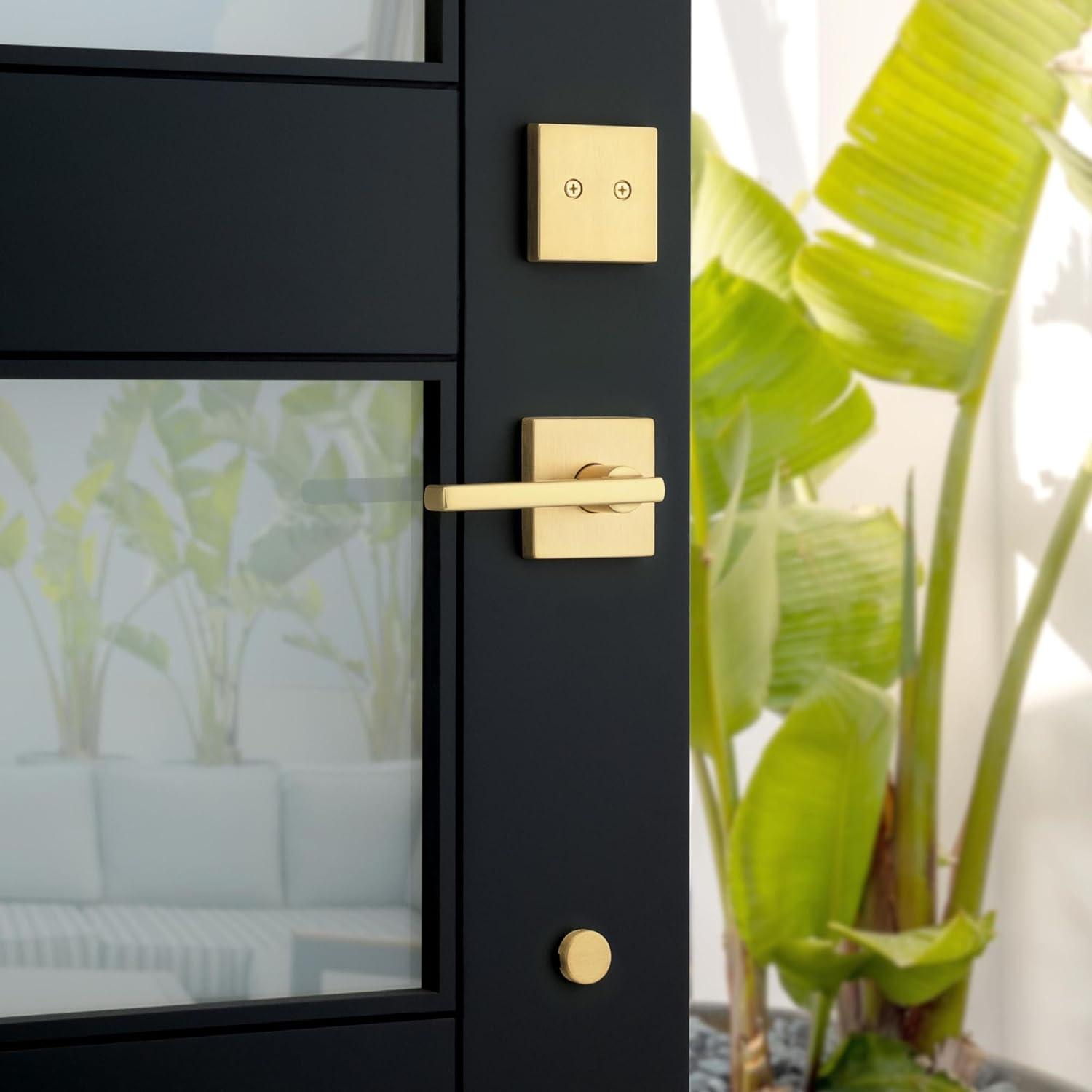 image:imageKwikset 973HFLSQT514V1 Dummy Interior Halifax Lever Trim with Square Rose New Chassis Matte Black Finish