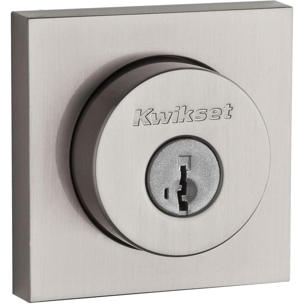 image:imageKwikset 159SQTSSTRKP Halifax Double Cylinder Keyed Entry Deadbolt with SmartKey  Satin Nickel