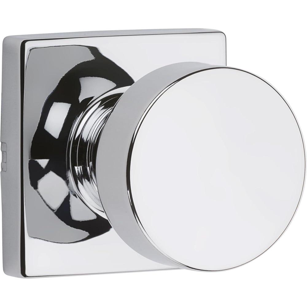 image:imageKwikset 720PSKSQT26 Pismo Knob with Square Rose Passage Lock with 6AL Latch and RCS Strike Bright Chrome Finish