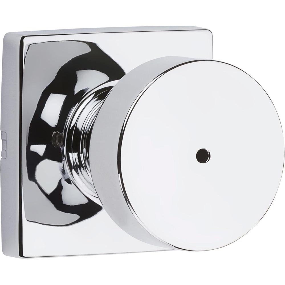 image:imageKwikset 730PSKSQT26 Pismo Knob with Square Rose Privacy Lock with 6AL Latch and RCS Strike Bright Chrome Finish