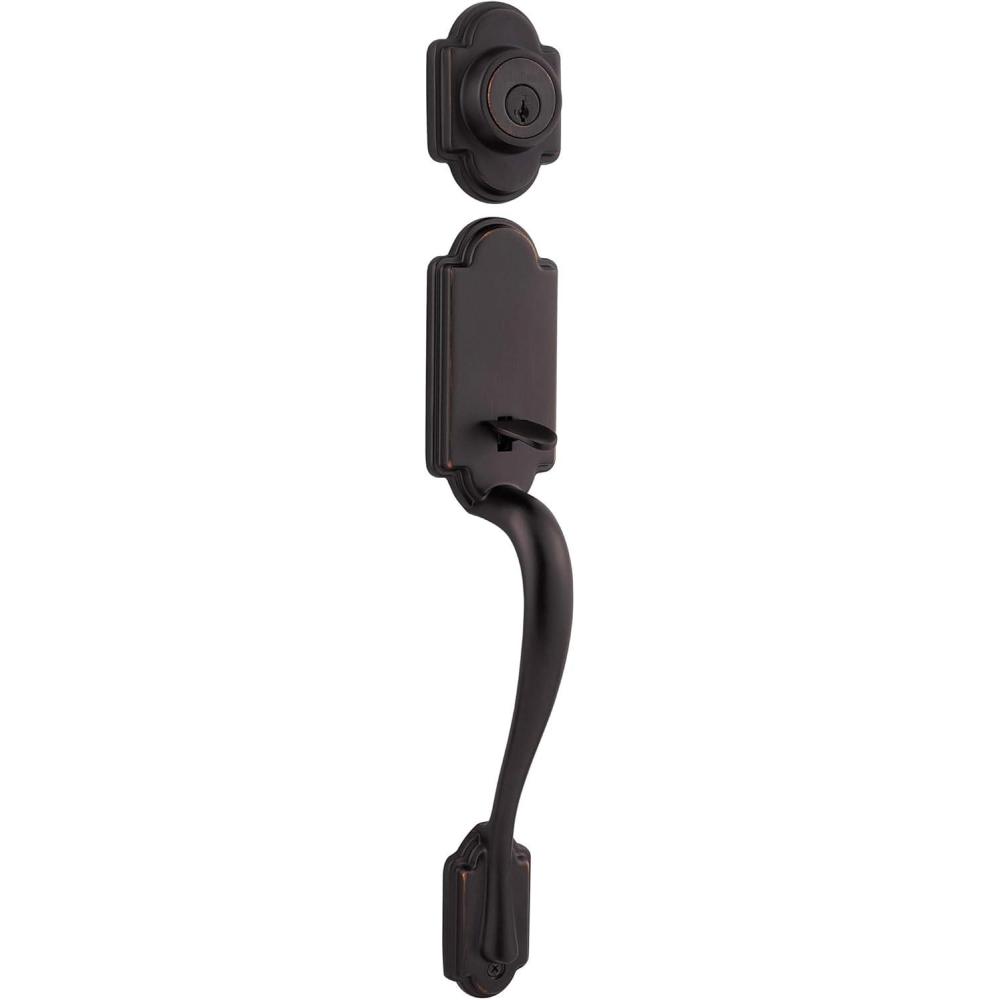 image:imageKwikset 800ANLIPSSTRKP Arlington Sectional Single Cylinder Keyed Entry Exterior Pack Handleset with SmartKey  Venetian Bronze
