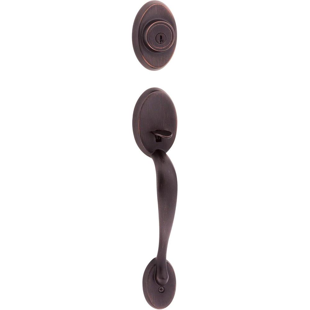 image:imageKwikset 800CELIP11PSV1 Chelsea Single Cylinder Exterior Handleset SmartKey with New Chassis and RCAL Latch and RCS Strike Venetian Bronze Finish
