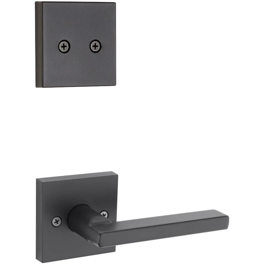 image:imageKwikset 973HFLSQT514V1 Dummy Interior Halifax Lever Trim with Square Rose New Chassis Matte Black Finish