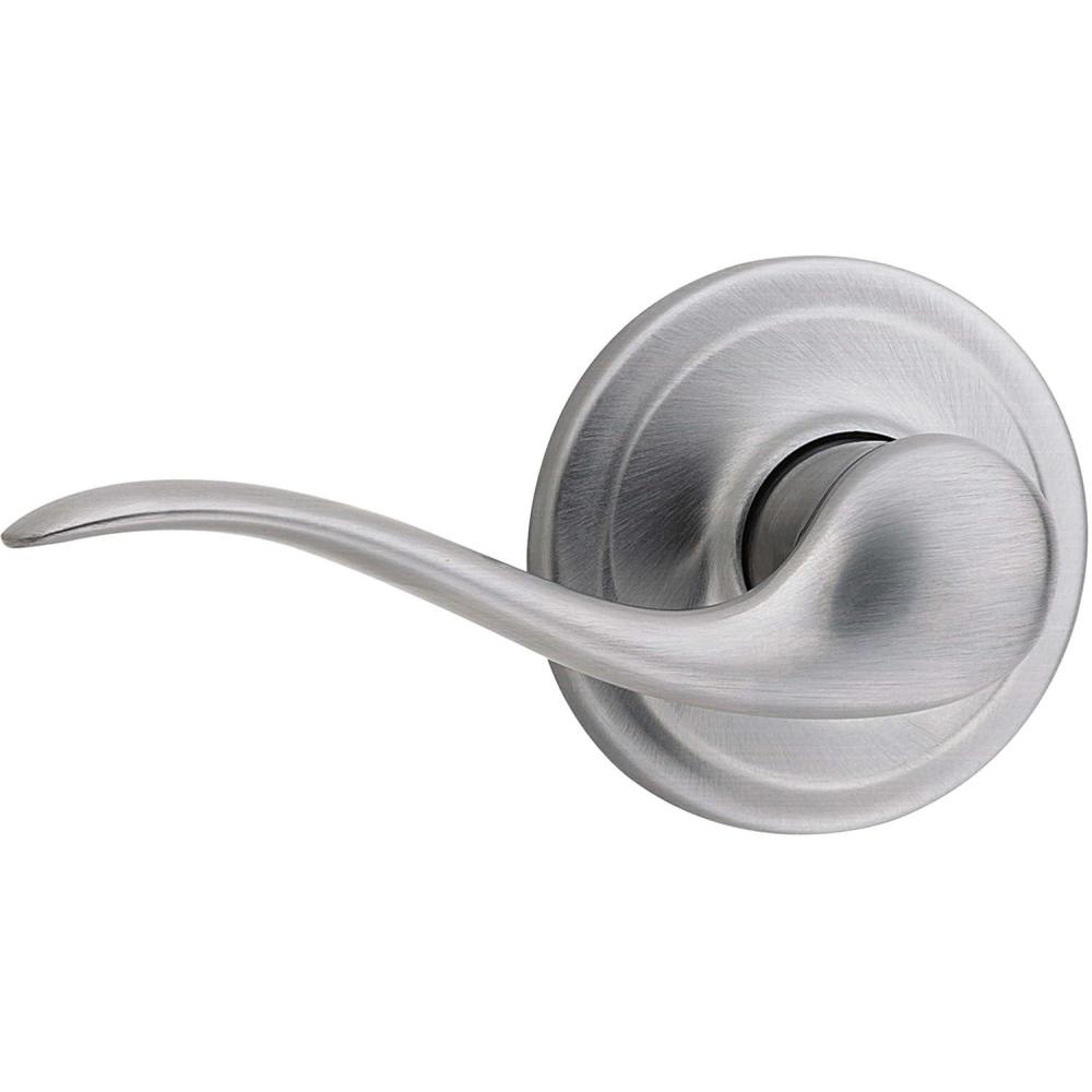 image:imageKwikset 97402657 Tustin Keyed Entry Lever for Garage or Office Door Handle Featuring SmartKey Security with a Traditional Design Entry Lever Polished Brass 97402657Satin Chrome