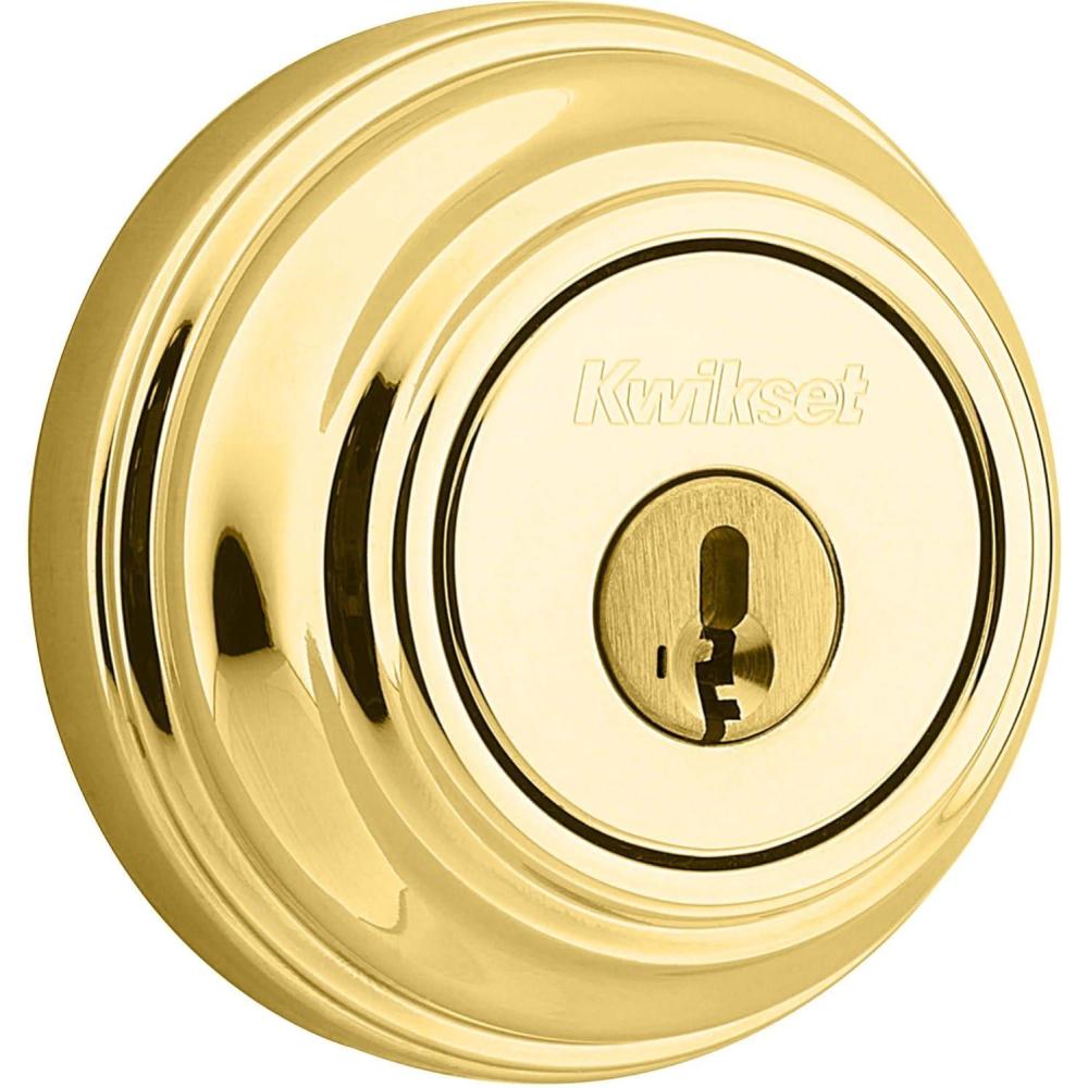 image:imageKwikset 985 Double Cylinder Deadbolt featuring SmartKey in Polished Brass