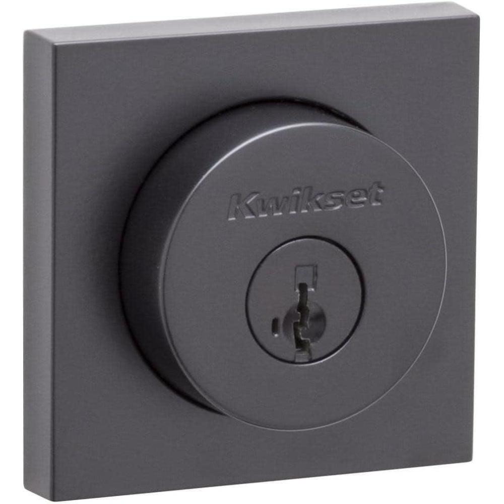 image:imageKwikset Halifax Square Rose Single Cylinder Deadbolt SmartKey with 6AL Latch and Square Corner Round Corner Strikes Matte Black