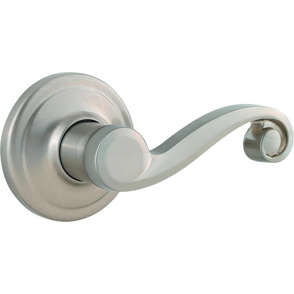image:imageKwikset Lido Dummy Door Handle Single Sided Lever for Closets French Double Doors and Pantry Satin Nickel NonTurning Right Handed Interior PushPull Lever with Microban Protection