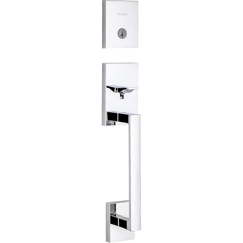 image:imageKwikset San Clemente Front Door Lock Handle and Deadbolt Set Entry Handleset Exterior Only Polished Chrome Pick Resistant SmartKey Rekey Deadbolt Security Interior Sold Separately